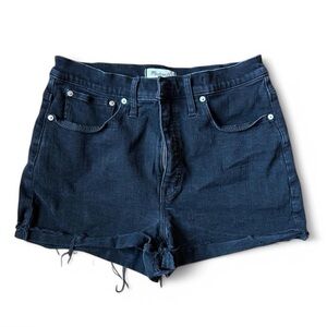 Madewell Black Denim Shorts High Rise Raw Hem